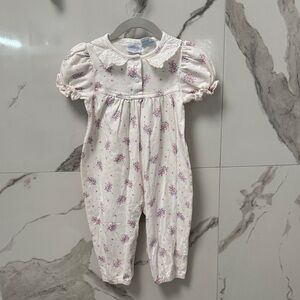VINTAGE MINE ALONE Floral Baby Romper with Lace Details